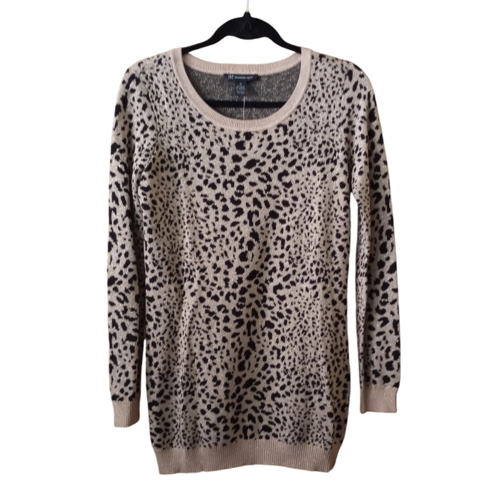 INC International Concepts Sweater Medium Metallic Animal Print Pullover NWT